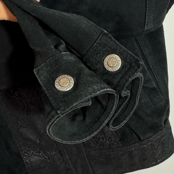 Vintage 80s BB Dakota Leather Bomber Jacket Sz M Black Moto Western Suede EUC - Picture 10 of 14